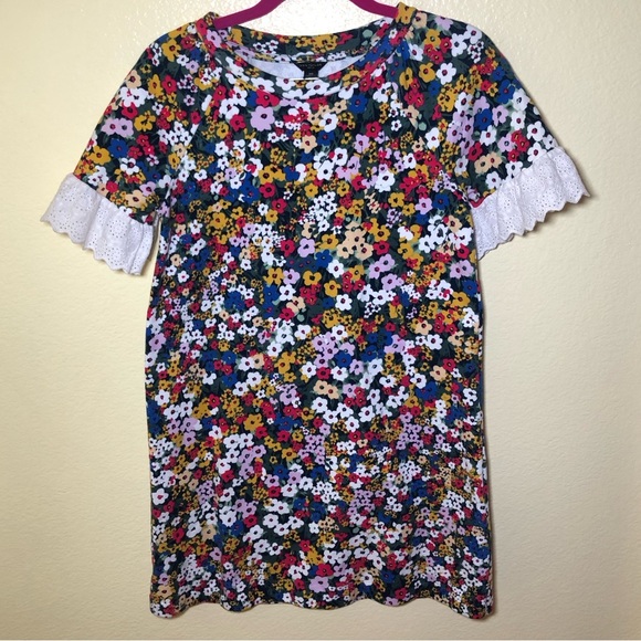 Ann Taylor petite Floral Eyelet Cuff Shift T-Shirt dress size XSP - Picture 3 of 9